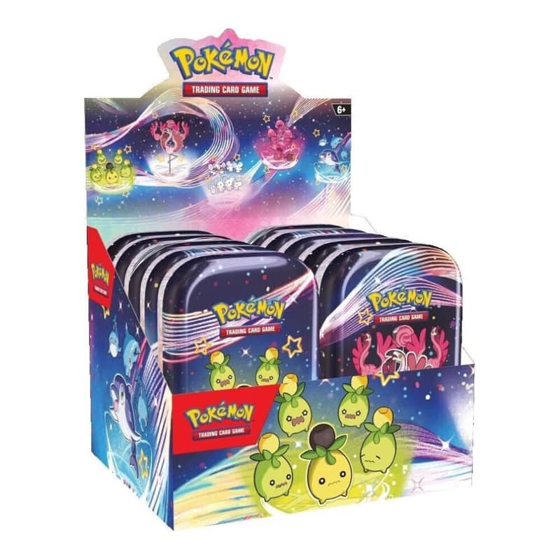 Karmesin & Purpur: "Paldeas Schicksale" - Mini Tin Display (16 Booster / 8 Tin Boxen)