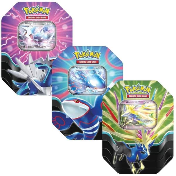 Scarlet & Violet Products: Azure Legends Tins: Xerneas / Kyogre / Dialga Tin-Box (4 Booster)
