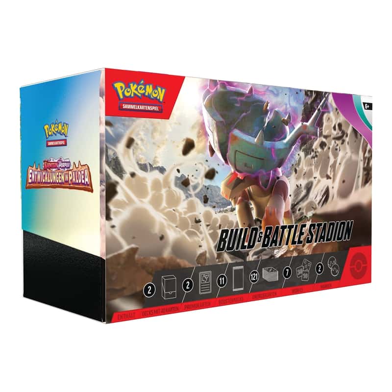 Karmesin & Purpur: "Entwicklungen in Paldea" - Build & Battle Stadium Box (11 Booster)