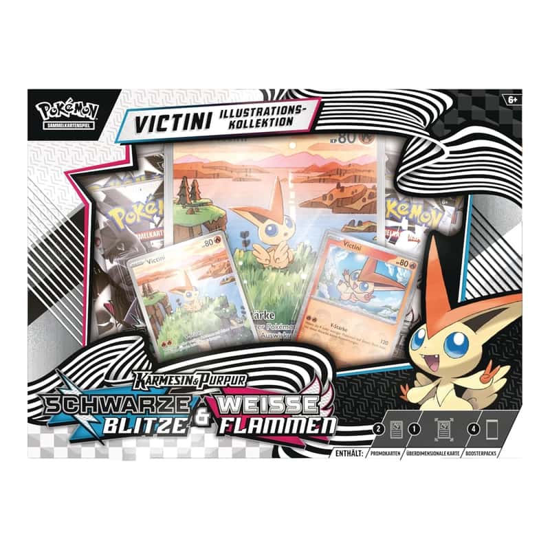 Karmesin & Purpur Produkte: "Schwarze Blitze & Weiße Flammen" - Unova Victini Illustration Kollektion (4 Booster)