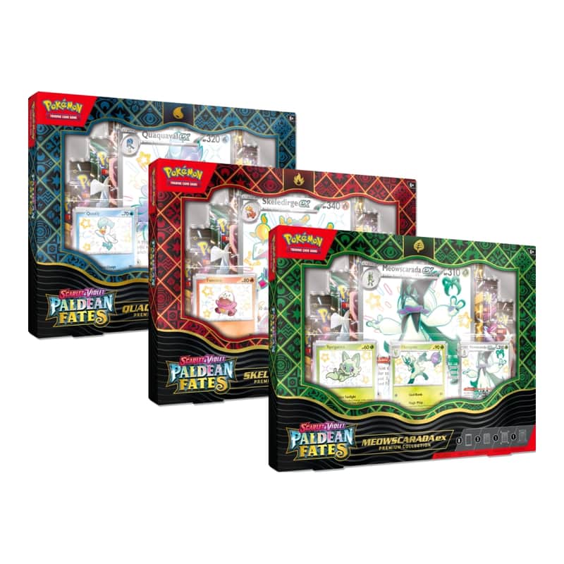 Scarlet & Violet: "Paldean Fates" - Quaquaval / Skeledirge / Meowscarada ex Premium Collection (8 Booster)