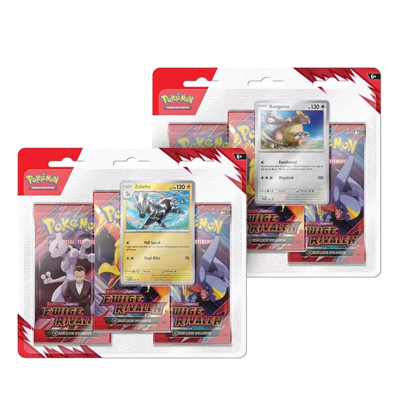 Karmesin & Purpur: "Ewige Rivalen" - Kangama / Zebritz 3 Pack Blister (3 Booster)