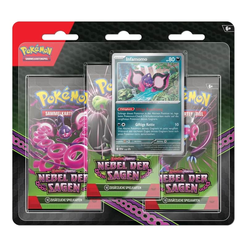 Karmesin & Purpur: "Nebel der Sagen" - Infamomo 3-Pack Blister (3 Booster)