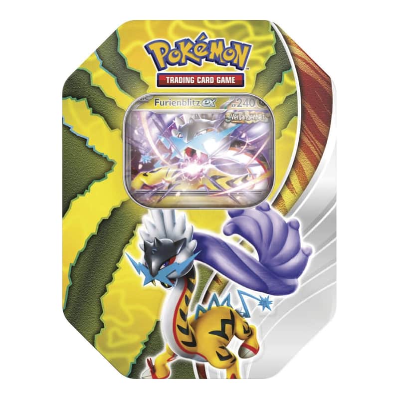 Karmesin & Purpur Produkte: Paradox Destinies Tins: Furienblitz ex Tin-Box (EU Version) (4 Booster)