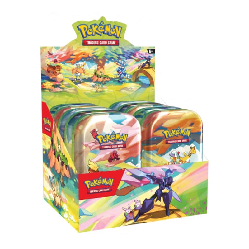 Karmesin & Purpur Produkte: "Vibrant Paldea" - Mini Tin Display (20 Booster / 10 Tin Boxen)